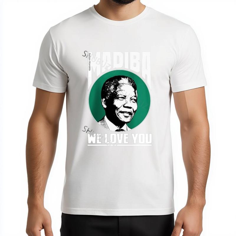 Pánské luxusní bavlněné tričko NELSON MANDELA Pocta pánské tričko Pánské letní volné topy Pro něj Větší velikosti Tričko Trendy tričko