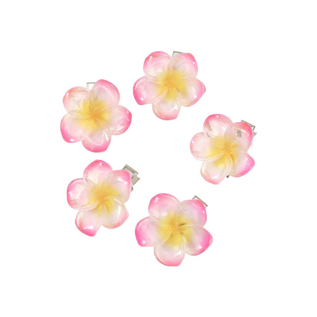AWAYTR 5Pcs/Set Sweet Plumeria Hairpin Hair Clips For Kids Girls Flower Hairpins Mini Hair Clips Duckbill Clip Hair Accessories