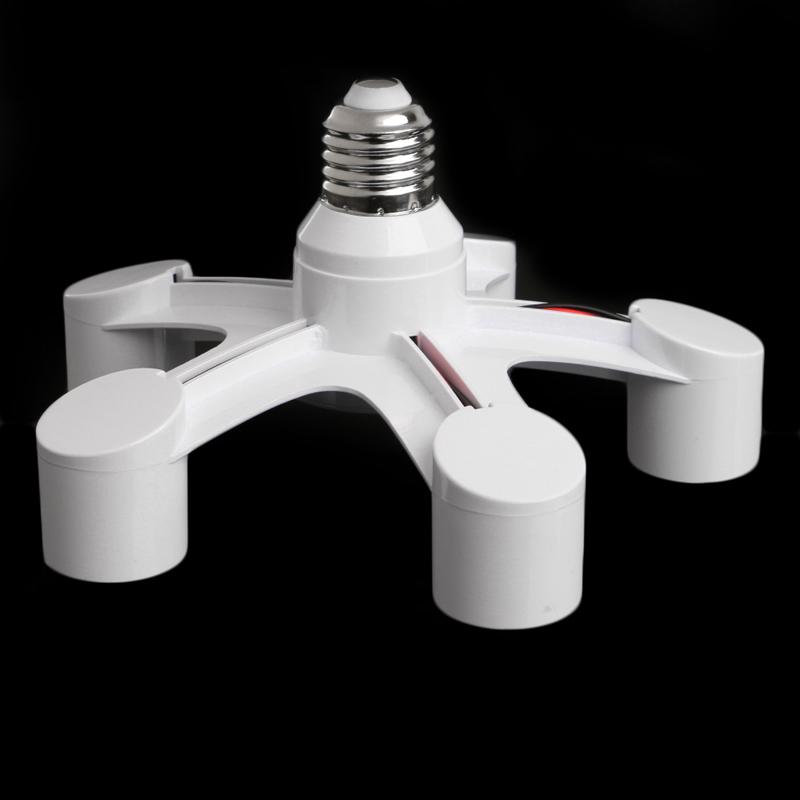 5 In 1 E27 To E27 Base Socket Splitter LED Light Lamp Bulb Adapter Holder