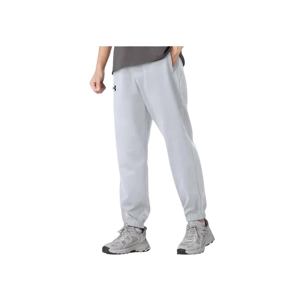 Under Armour Mens Training Series Solid Color Versatile Drawstring Fleece Thick Mid-Rise Casual Pants Unisex Bottoms Light-Gray 24600705-009