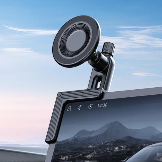 Car Phone Holder Magnetic Dashboard & Screen Mount Adjustable Shock-Absorbing Clip-On Stand
