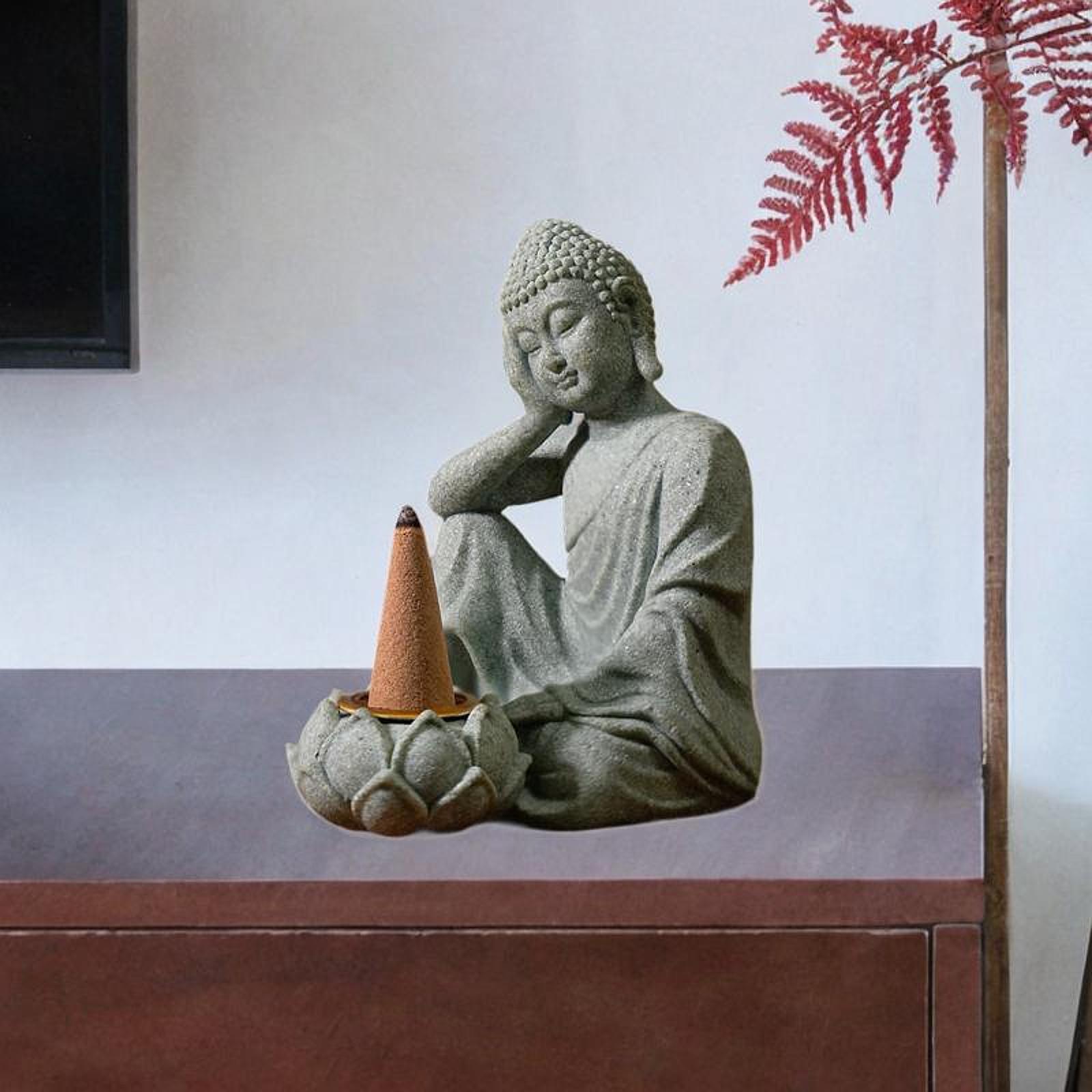 Buddha Statue Incense Holder, Tabletop Decoration Gifts Zen Centerpiece, Incense Burner Incense Stand for Desktop