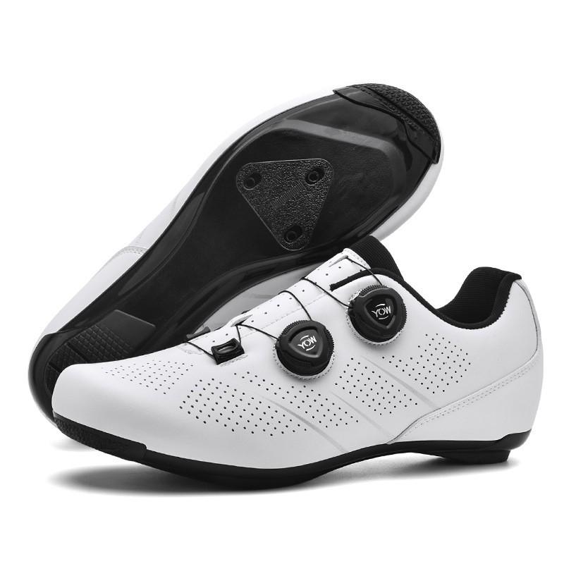 Unisex Road MTB Cycling Shoes With Dual Buckle Hard Sole Rubber Outsole