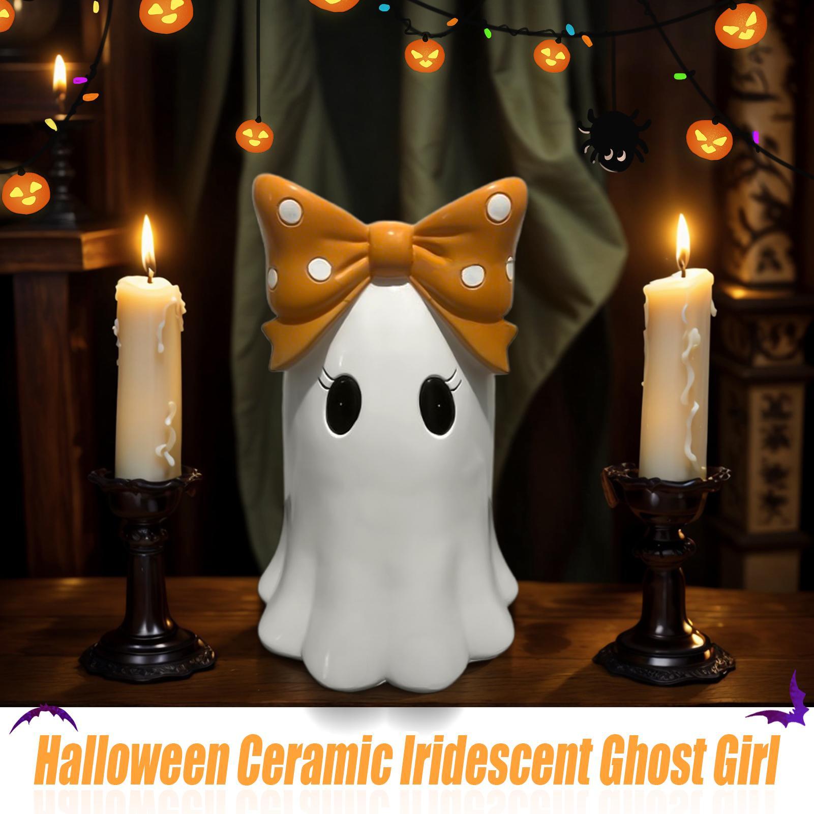 

Ghost Decor Halloween Figurines Cute Resin Statue With Bowknot Crafts Desktop For Dinner Table Centerpiece Haunted Setup Photo China Mainland