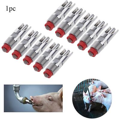 1pc Stainless Steel Automatic Nipple Water Dispenser Set for Farm Animals Corrosion-Resistant Drinking System with Red Valve Handle for Cows & Pigs