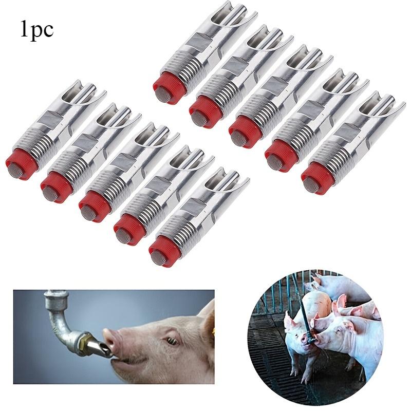 1pc Stainless Steel Automatic Nipple Water Dispenser Set for Farm Animals Corrosion-Resistant Drinking System with Red Valve Handle for Cows & Pigs
