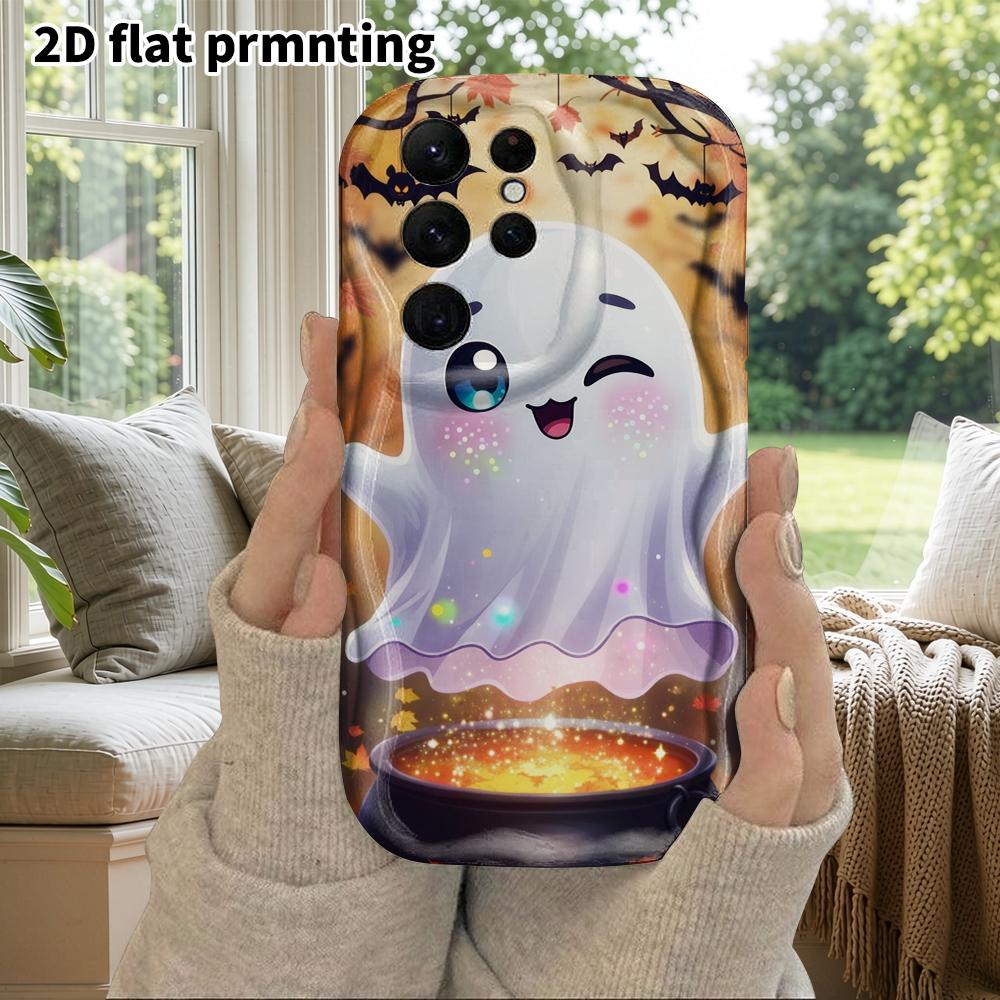 Phone Case: 2D Flat Samsung Galaxy A34 A35 M05 M06 S20 S22 S21 FE Plus 5G Protective Case, Couple Style, Cartoon Ghost, Christmas and Halloween Gift
