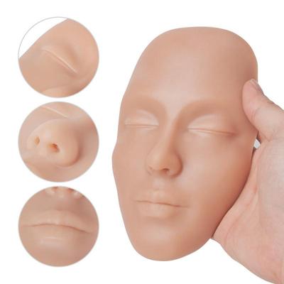 Simulovaná lidská tvář Silikonový tréninkový model pro začínající tetování - Nástroj pro make-up obočí, očí, rtů