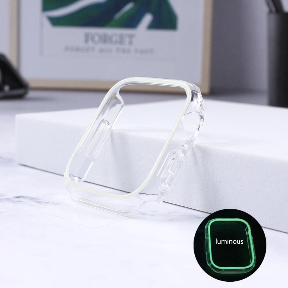 NEUES Leuchtendes Gehäuse für Apple Watch Gehäuse Ultra 49mm 45 44 41mm 40mm Hartes PC Bumper Schutzrahmen iWatch 9 8 7 6 5 SE Zubehör