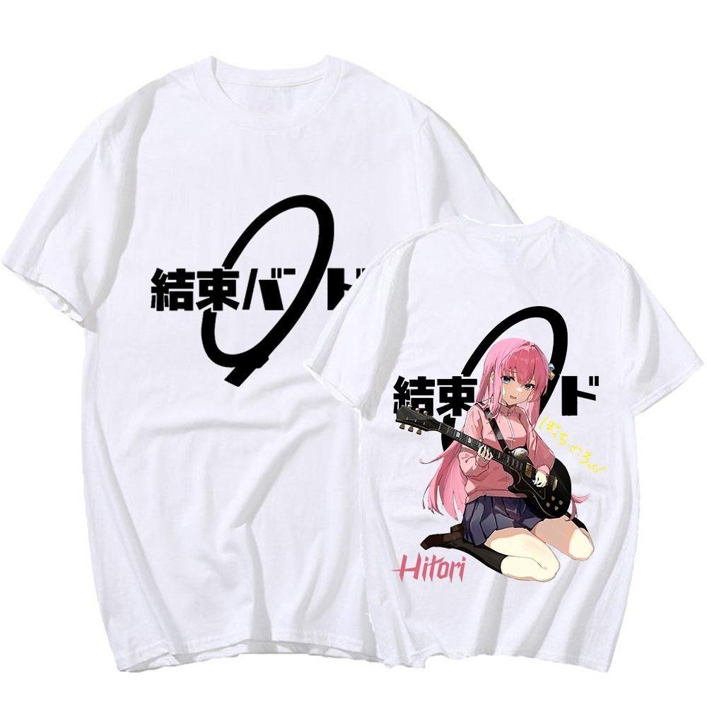 Bocchi The Rock Camiseta Unisex Oversize Streetwear Algodón Nuevo Retro Manga Corta Camiseta con Estampado Gráfico Unisex Unisex Parejas Suave