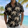 Camisa Masculina com Estampa 3D de Coqueiro Camisa de Botão Camisa Casual Camisa de Verão Manga Curta Roupas para o Dia a Dia Férias
