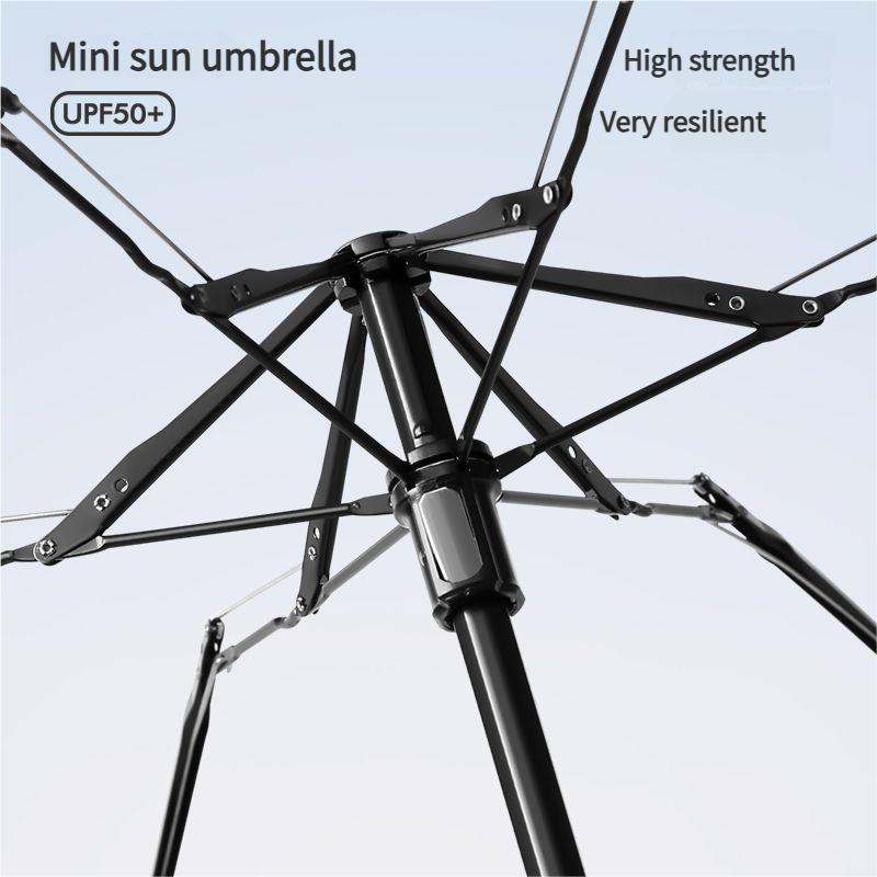 Mini Capsule Umbrella Five-Fold Six-Rib UPF50+ Sunshade UV Protection Compact Foldable Rain Umbrella for All Weather