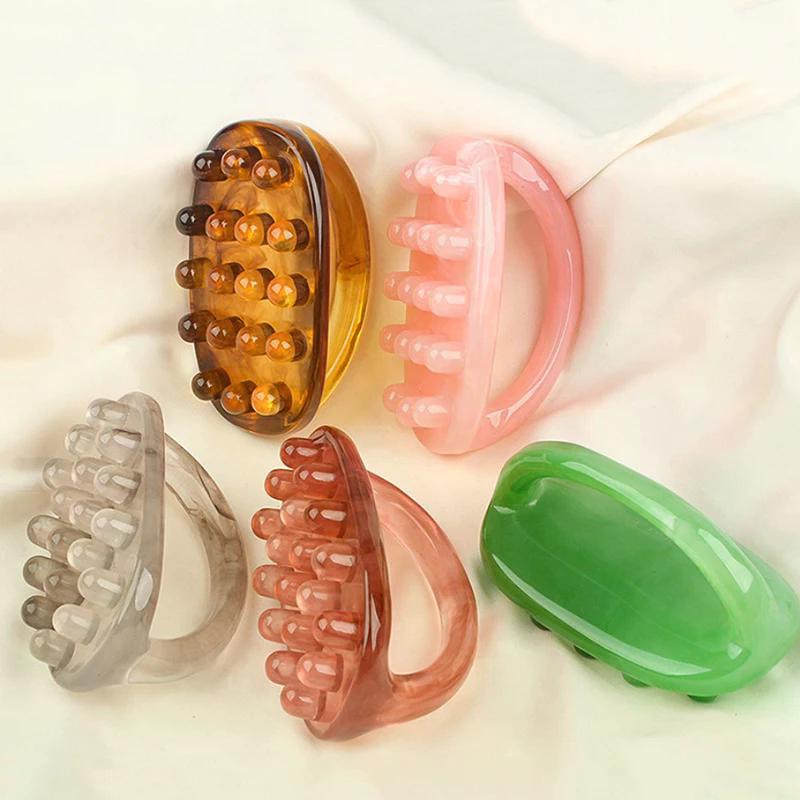 18 Beads Handheld Gua Sha Massage Roller Natural Resin Waist Neck Back Leg Body Meridian Scraping SPA Anti Cellulite Relaxation