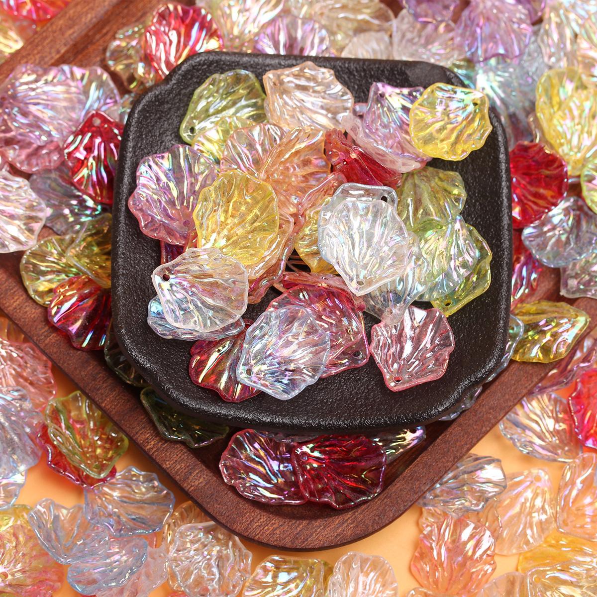 

Около 1080 шт. с отверстиями, модные бусины в виде лепестков капустного листа, акрил AB, красочный материал ручной работы для изготовления ювелирных изделий