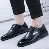 Men's Trendy Korean Style Black Leather Shoes - Breathable Casual and Formal Round Toe Design