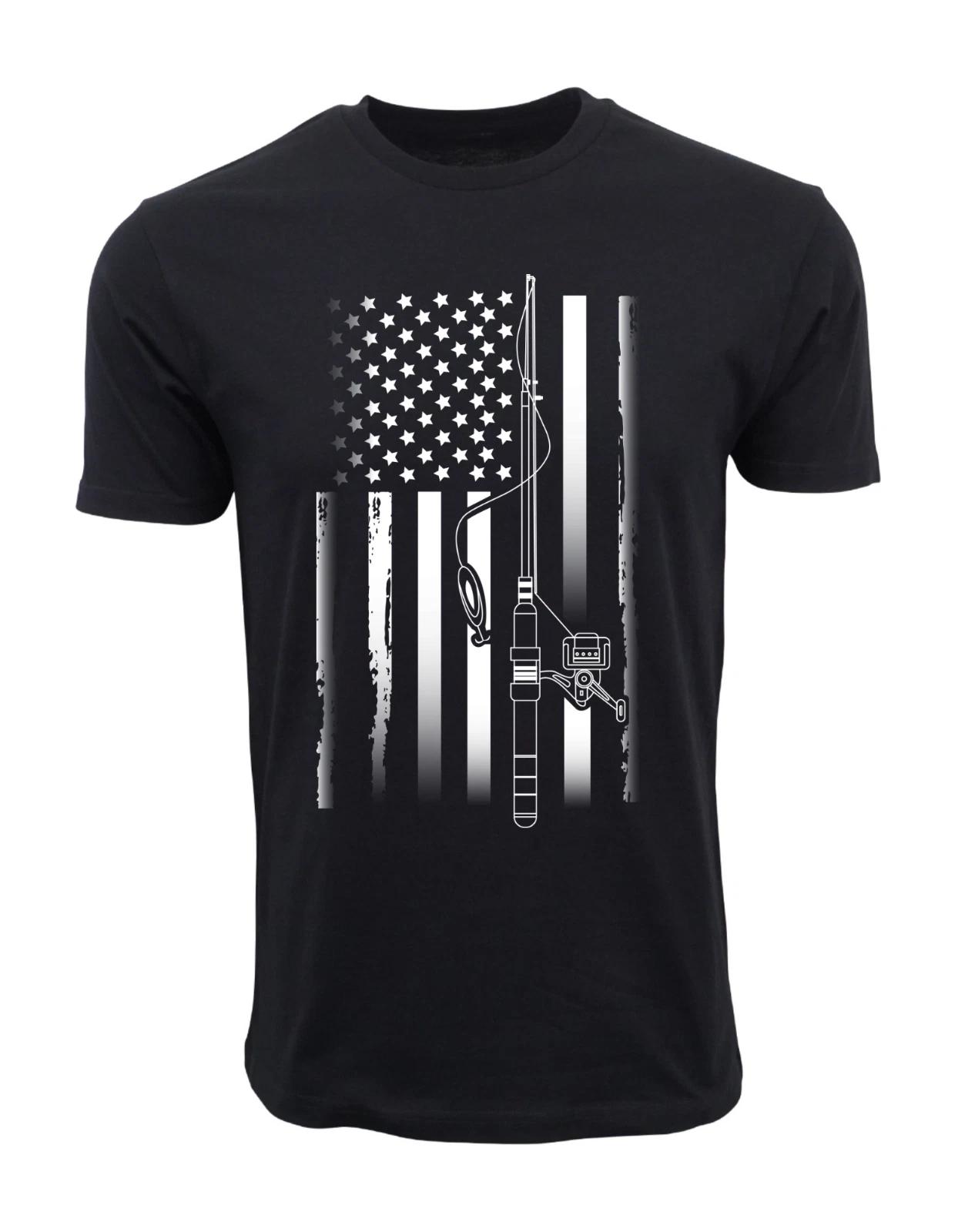 Unisex Adult Casual Graphic AMERICAN FLAG FISHING T SHIRT T-Shirt S