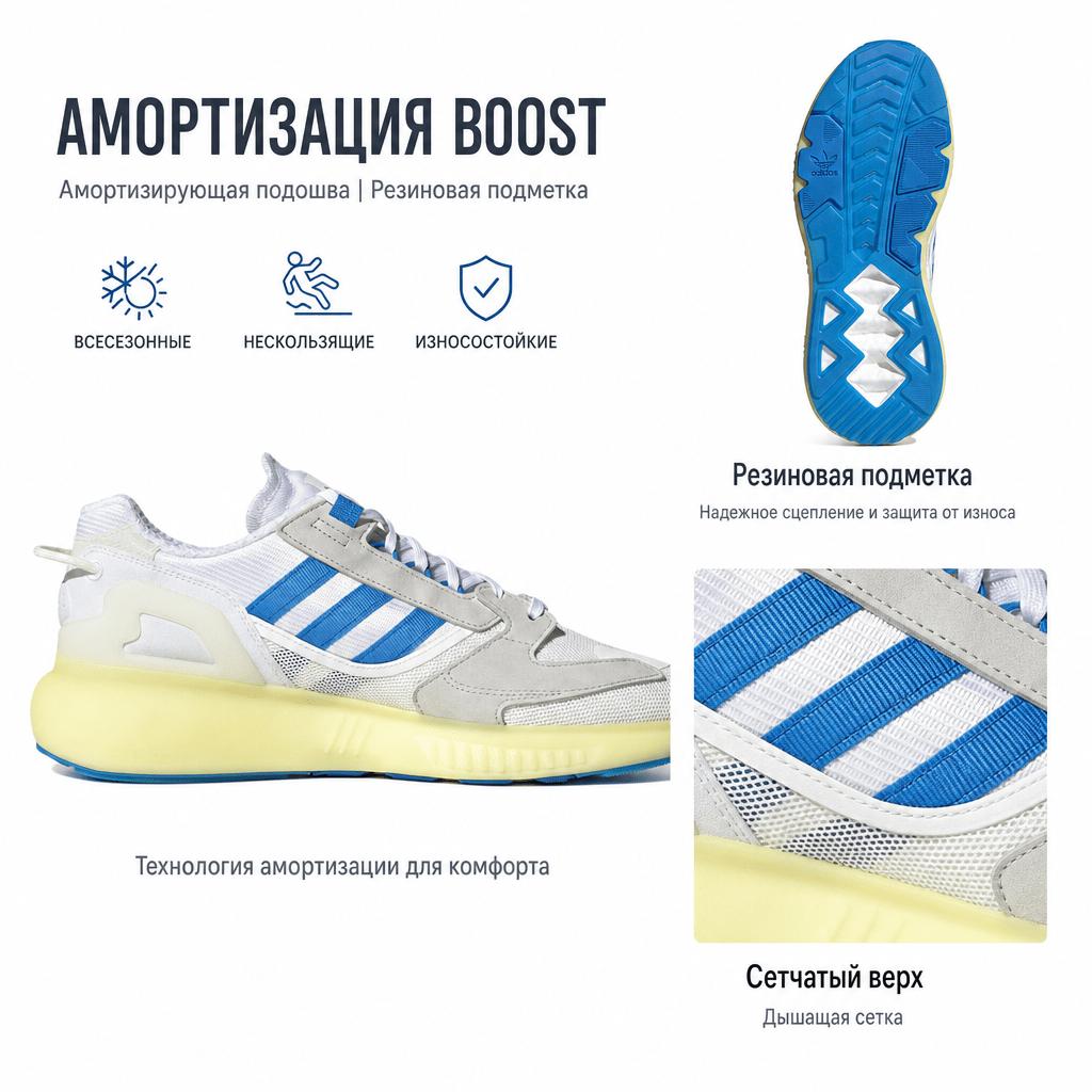 adidas Zapatillas ZX 5K Boost White Blue Rush Unisex Cloud-White Off-White GX2030