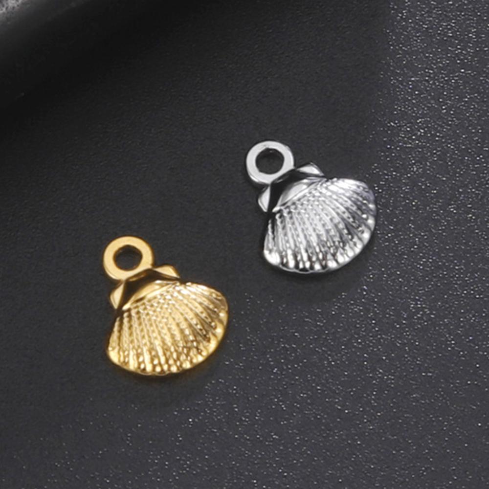 5pcs/Lot Stainless Steel Shell Charms for for Jewelry Making Ocean Summer Necklace Bracelet Pendants Diy Accessories Wholesale