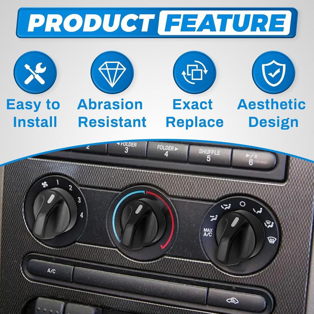 A/C Switch Knob, Air Conditioning Button Knob Compatible with Ford F-150 1997-2008, Ford F-250 1997–1999, Lincoln Mark LT 2006–2008, Replaces