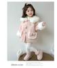 Mädchen Wintermantel im koreanischen Stil mit rosa Hasenohren und flauschigem Futter