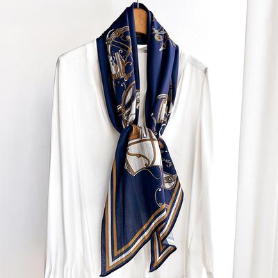 Korean Style Geometric Fashion Long Scarf Long Ribbon Fashionable Versatile Match with Shirt Suit High-end Scarf Neck Protection Profession