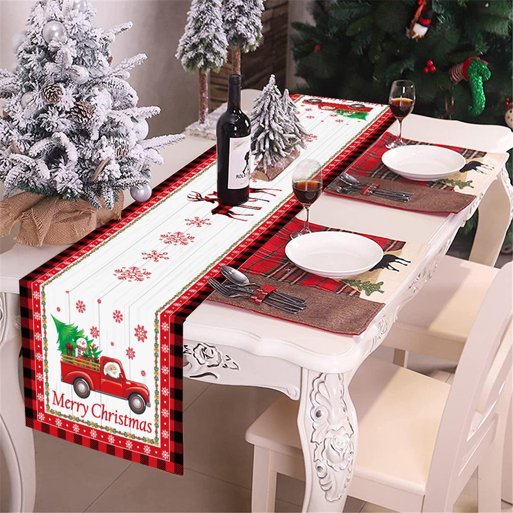 Christmas Table Runner Merry Christmas Decoration for Home 2025 Tablecloth Xmas Ornament Navidad Natal Noel New Year Gift 2025