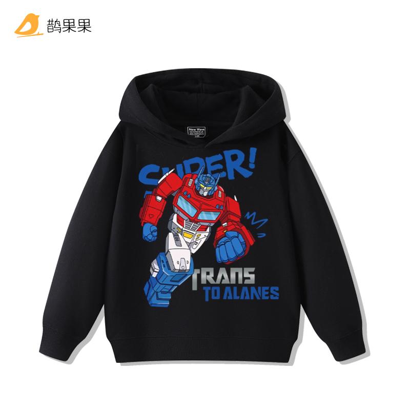 Jungen Super Handsome Transformers Kapuzenpullover mit Print – Kinder-Herbst- und Wintermode, warmer Fleece-Hoodie