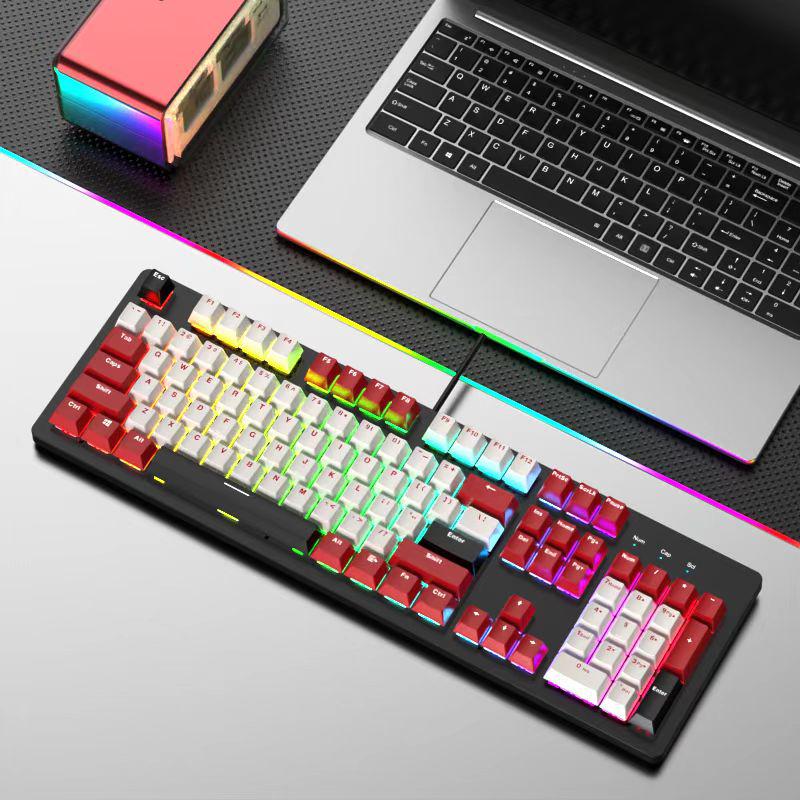 104-Key Wired Gaming Mechanical Keyboard, Blue/Black/Tea/Red/Silent Switches, Mahjong Sound, Hot-Swappable, Customizable