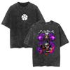 2026 Black Clover Washed Vintage Tshirt Street Hiphop Anime Casual Cotton Summer Short Sleeve