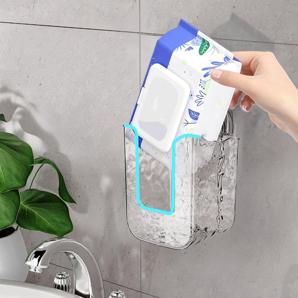 Punch-Free Suction Cup Wet Wipes Storage Box Transparent Wipes Holder Wipes Storage Box Bathroom