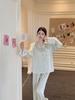 Women's Light Luxury Ice Silk Pajamas, Spring/Summer, Long Sleeve Satin with Lace.