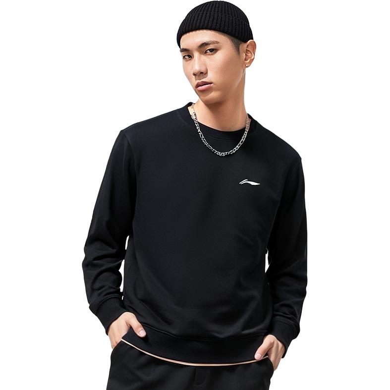 Li Ning Sports Lifestyle Series Loose Fit Crew Neck Long Sleeve Sweatshirt Men sweatshirt AWDTA37-1