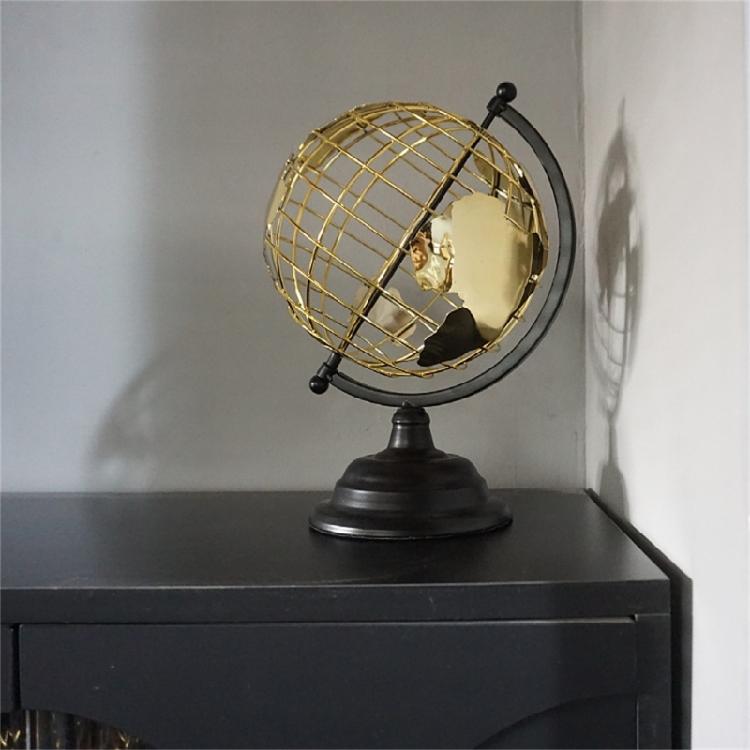 Earth Sphere with Gold Trim and Exposeds Wire Detailing World Globe