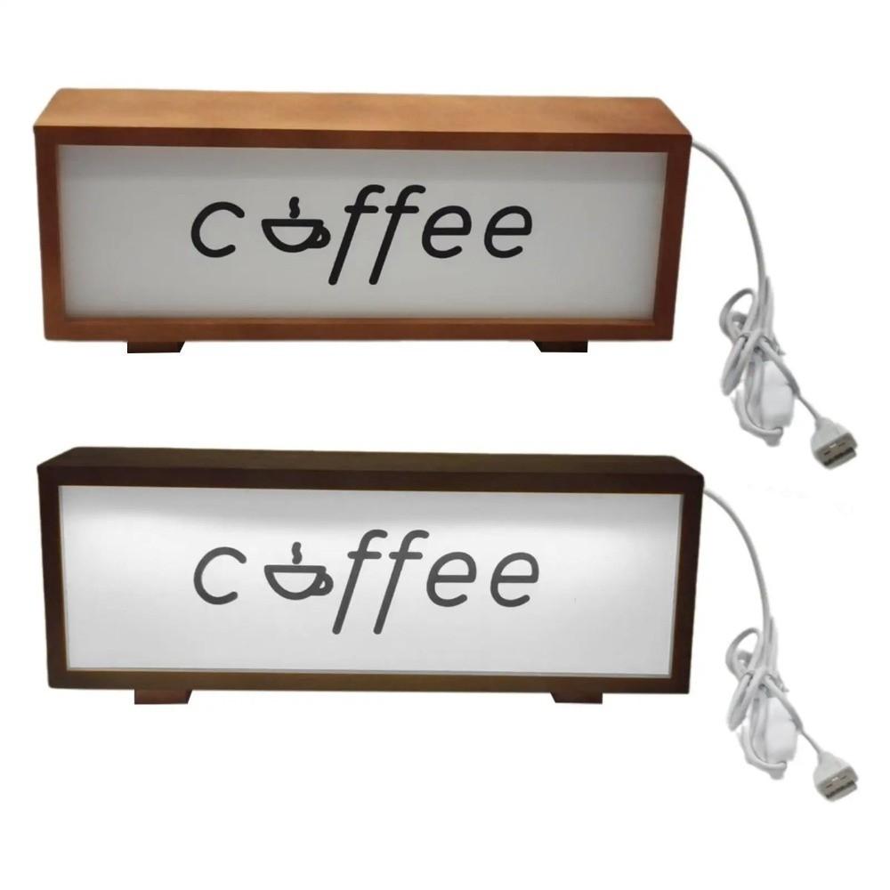 New LED Mood Desktop Light Coffee Wooden Atmosphere Light USB Table Lamp Birthday Gift