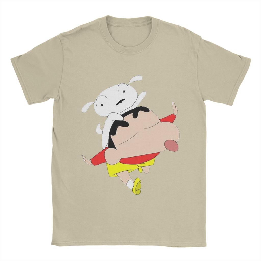 Crayon Shin-chan T-Shirt Herren 100% Baumwolle Freizeit T-Shirt Rundhals T-Shirts Kurzarm Tops Übergröße