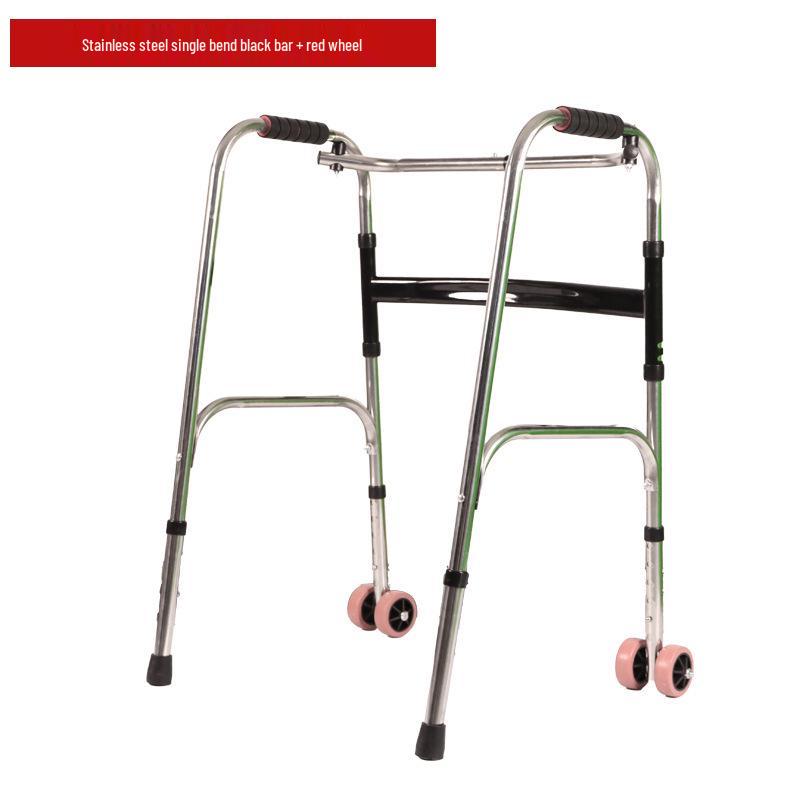 Stainless Steel Rollator Walker with Seat and Wheels - Rehabilitation Support Frame