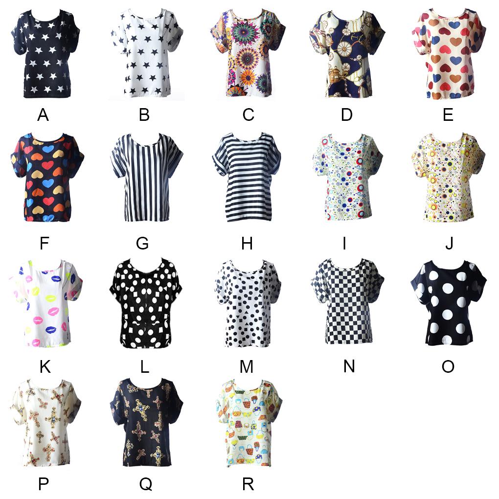 Fashion Women Casual Short Sleeve Loose Chiffon T-shirt Tops Shirt Blouse Summer
