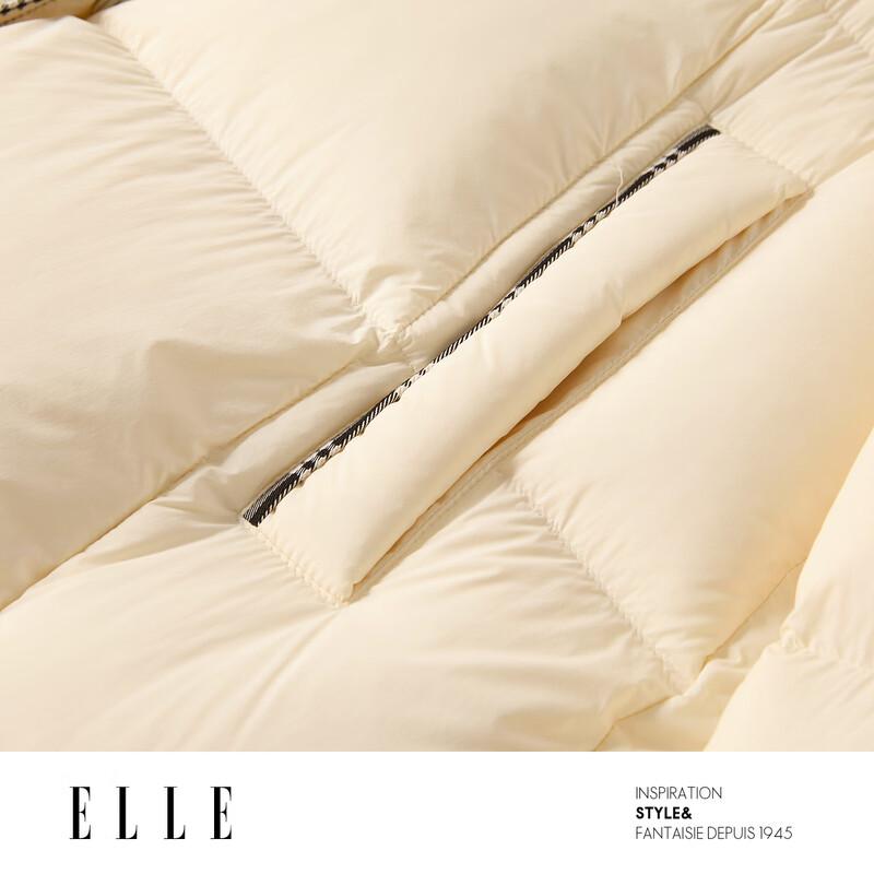ELLE 90% Goose Down Colorblock Stand-up Collar Down Jacket