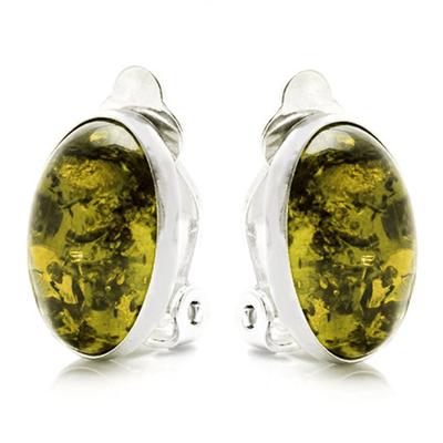 [R5519] - Clipes de prata 'Inspiration' âmbar verde prateado (ródio) - 14x10mm