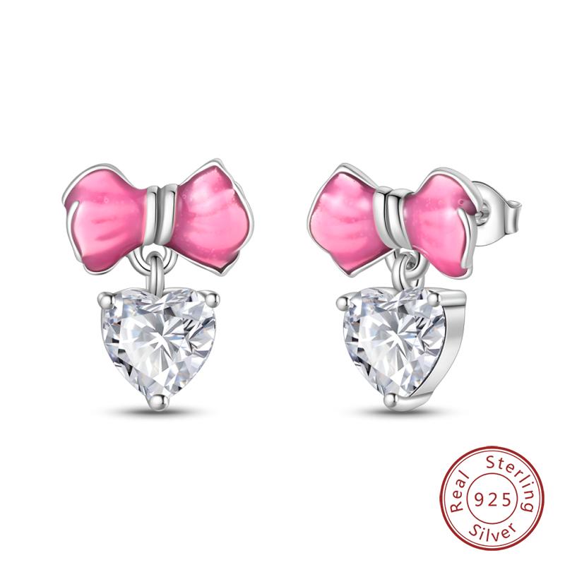 Sparkling Zircon Earrings 100% 925 Silver Colorful Flower Butterfly Bee Earrings For Women Elegant Wedding Jewelry Gift