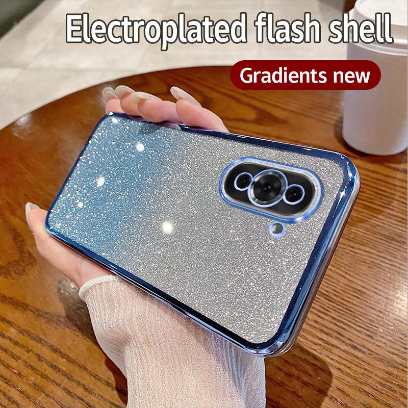 Für Huawei Nova 10 Hülle Huawei NCO-LX1, NCO-LX3 Handyhülle Glänzende Glitzerbeschichtung Silikon Kameraobjektiv Weiche Rückabdeckung