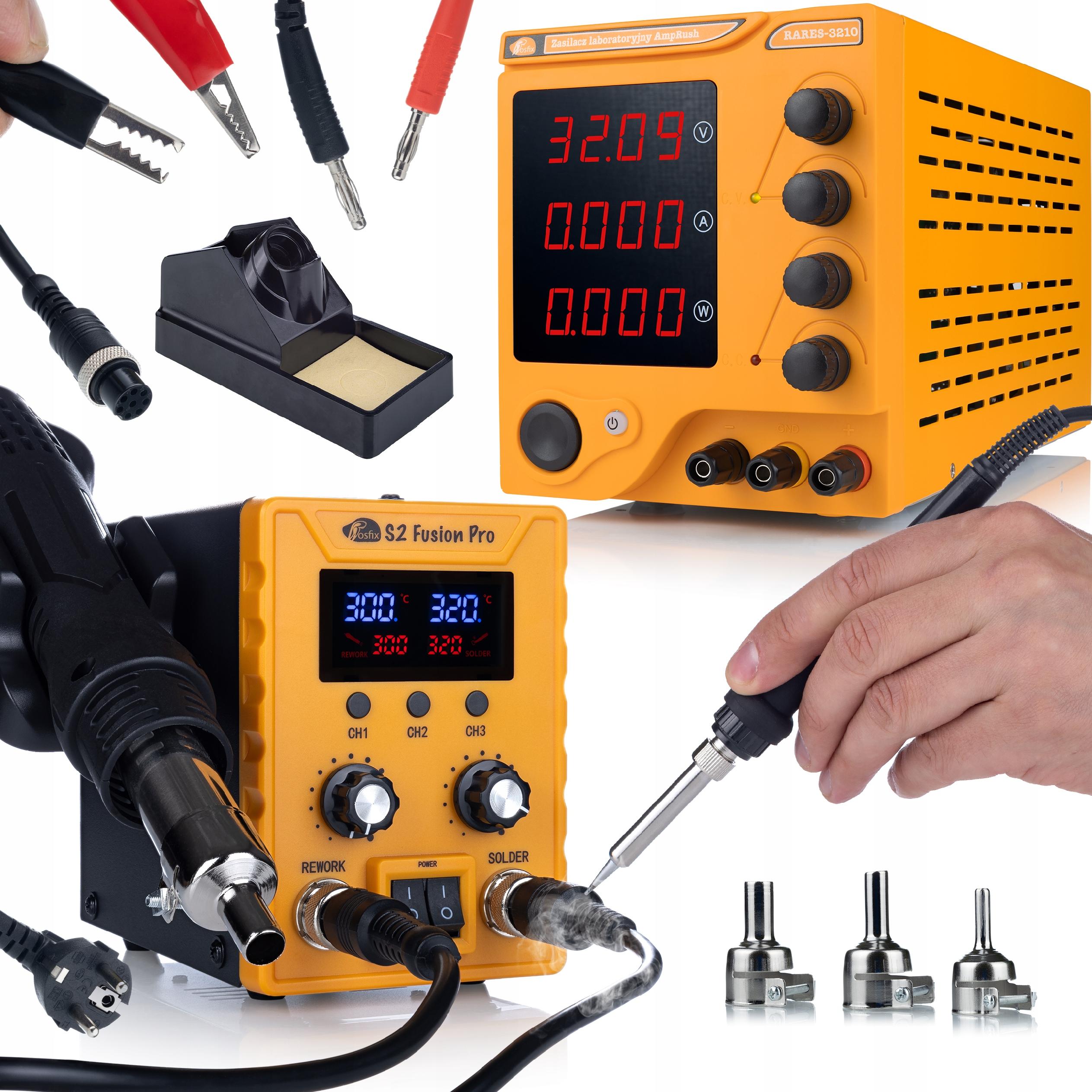 

Rosfix Zasilacz Laboratoryjny 32V 10A + Stacja Lutownicza S2 Fusion Pro 2w1 – Wysoka Precyzja Regulacji | LCD 760W | Zestaw Gotowy do Użycia
