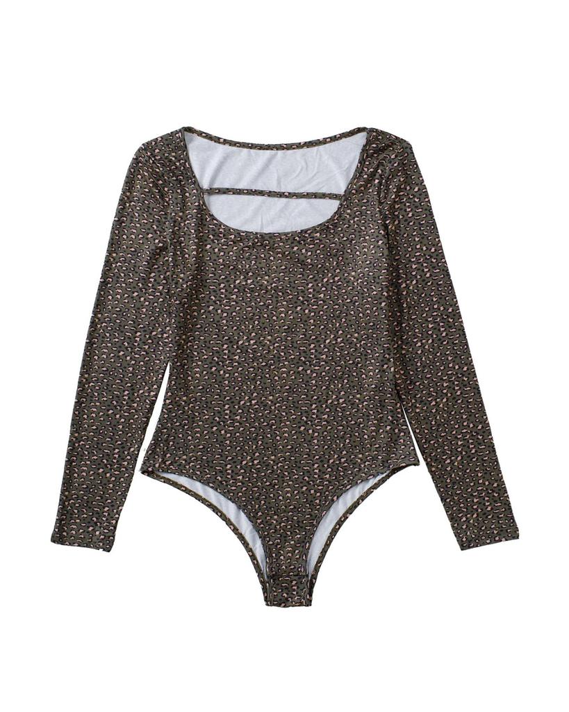 Azura Exchange Strappy Hollow-out Leopard Bodysuit