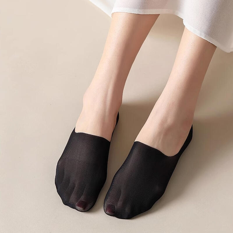 5 Pairs + 5 Pairs of Kins Women's Summer Slippers See-Through Fake Socks