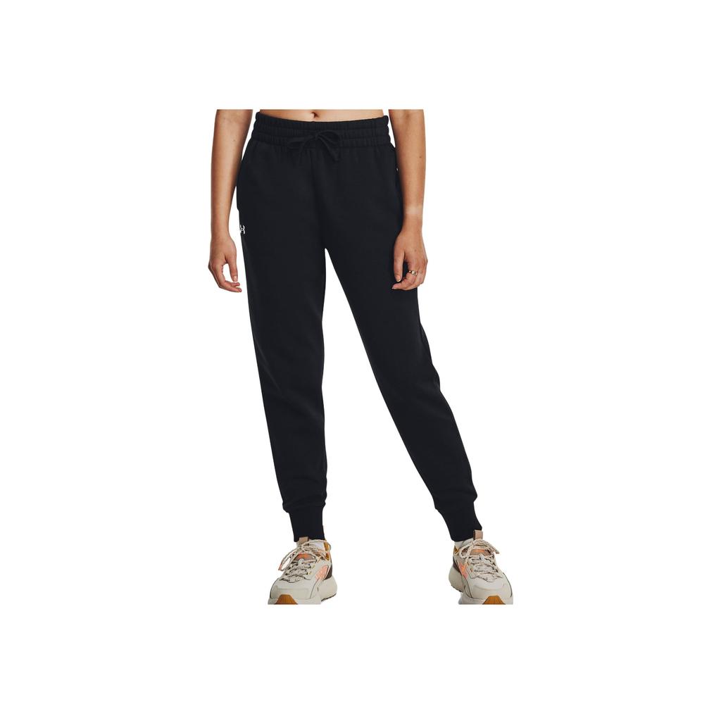 Under Armour Solid Color Cuffed Joggers With Drawstring Women Bottoms Black 1379438-001