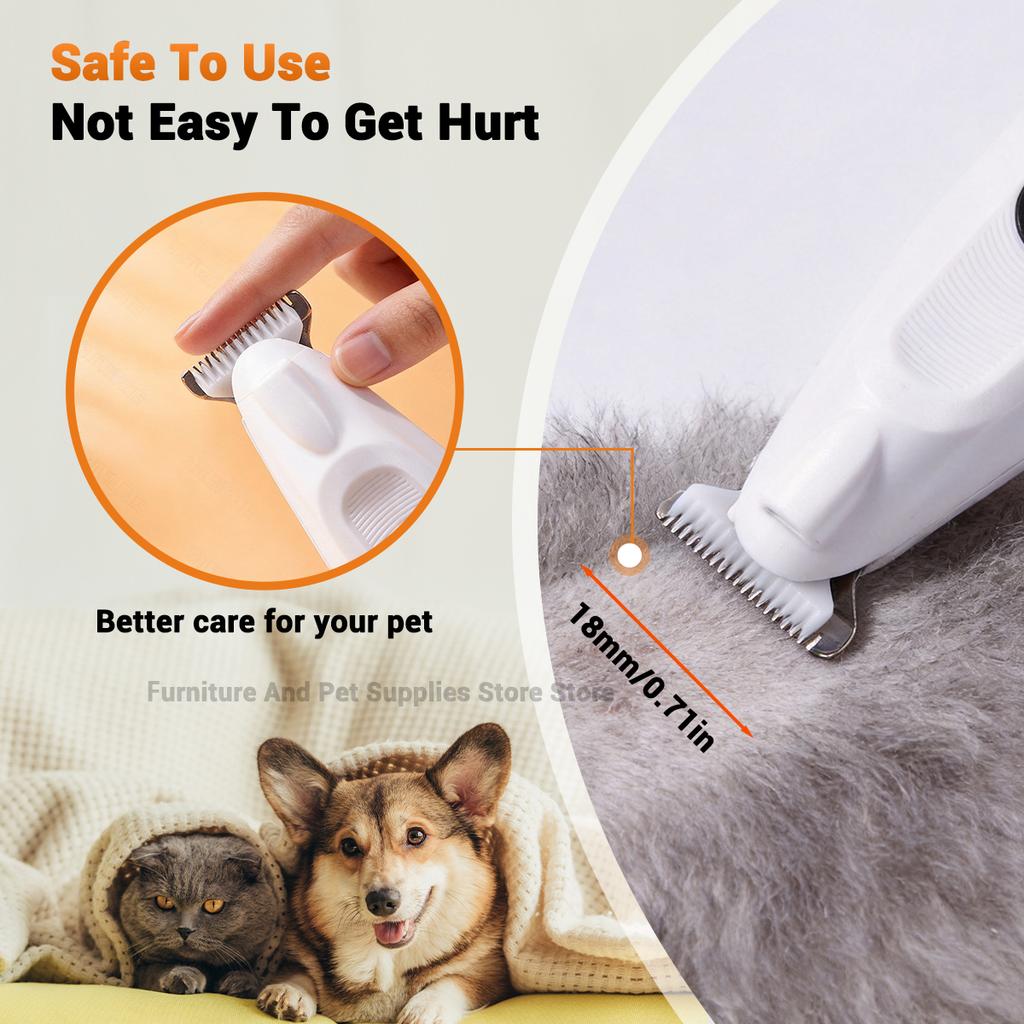 Pet Dog Electric Beauty Hair Trimmer with LED Light, Pet Foot Hair Electric Push Clipper, Silent Cat Facial Ear Foot Hip Shaver