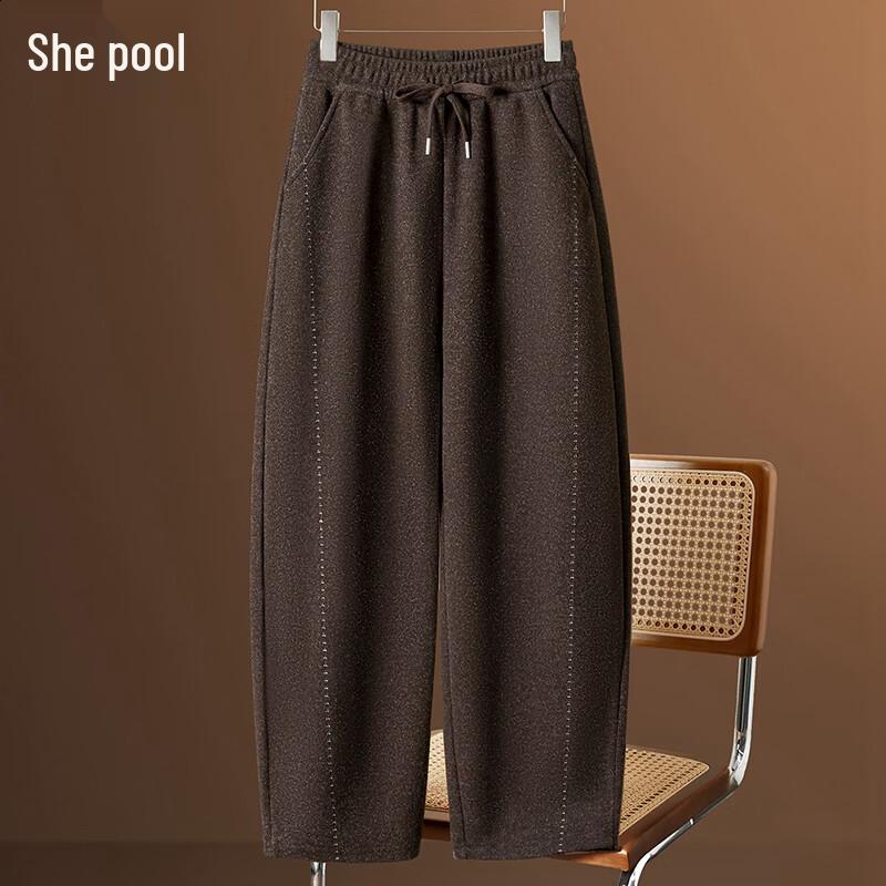 Damskie ciepłe spodnie z mieszanki wełny ze ściągaczem w pasie