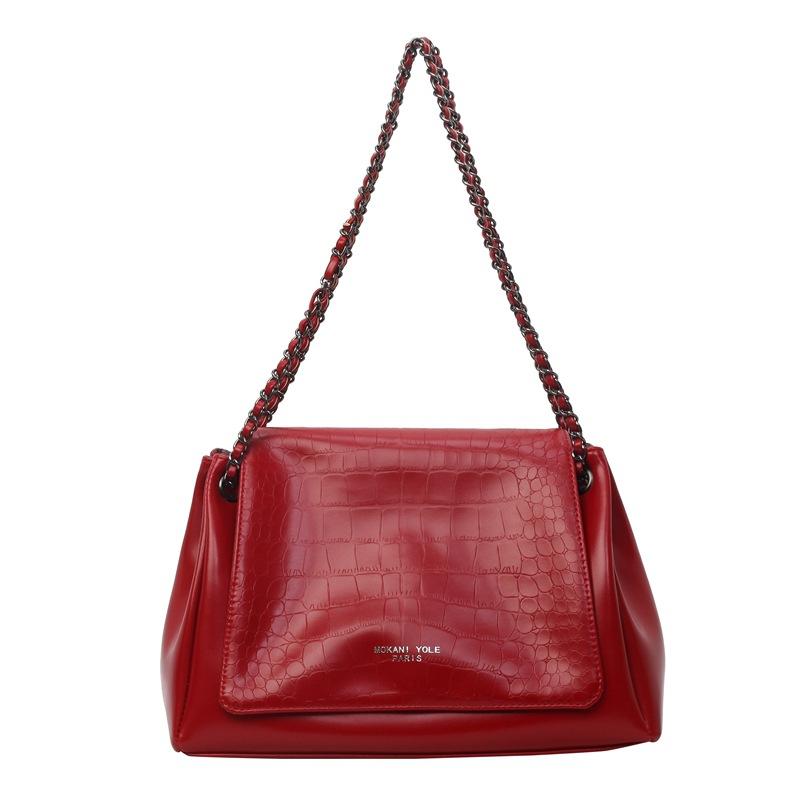 

Сумка большой вместимости женская новая модная ретро весенне-летняя цепочка на плечо сумка-мессенджер повседневная текстурная маленькая квадратная сумка красный