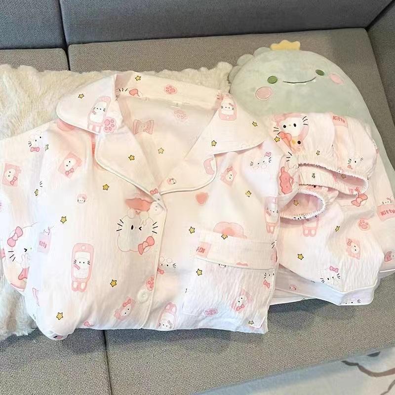 Sommer neue Pyjamas Damen kurzärmelig Shorts dünne Wolkenbaumwolle Cartoon niedlich große Größe Koreanische Version Loungewear
