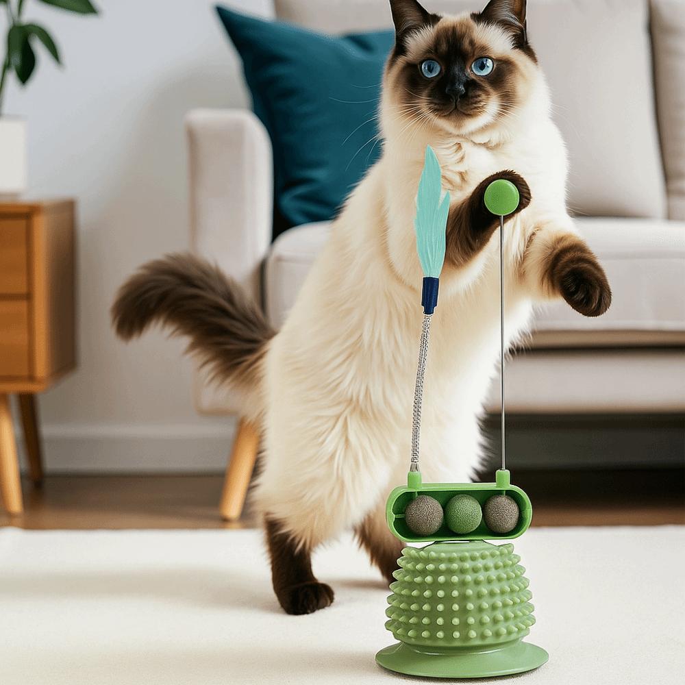 Wear Resistant Cat Spinning Wheel Toy Detachable Cat Anti Itch Toy Cat Teaser Stick  Training